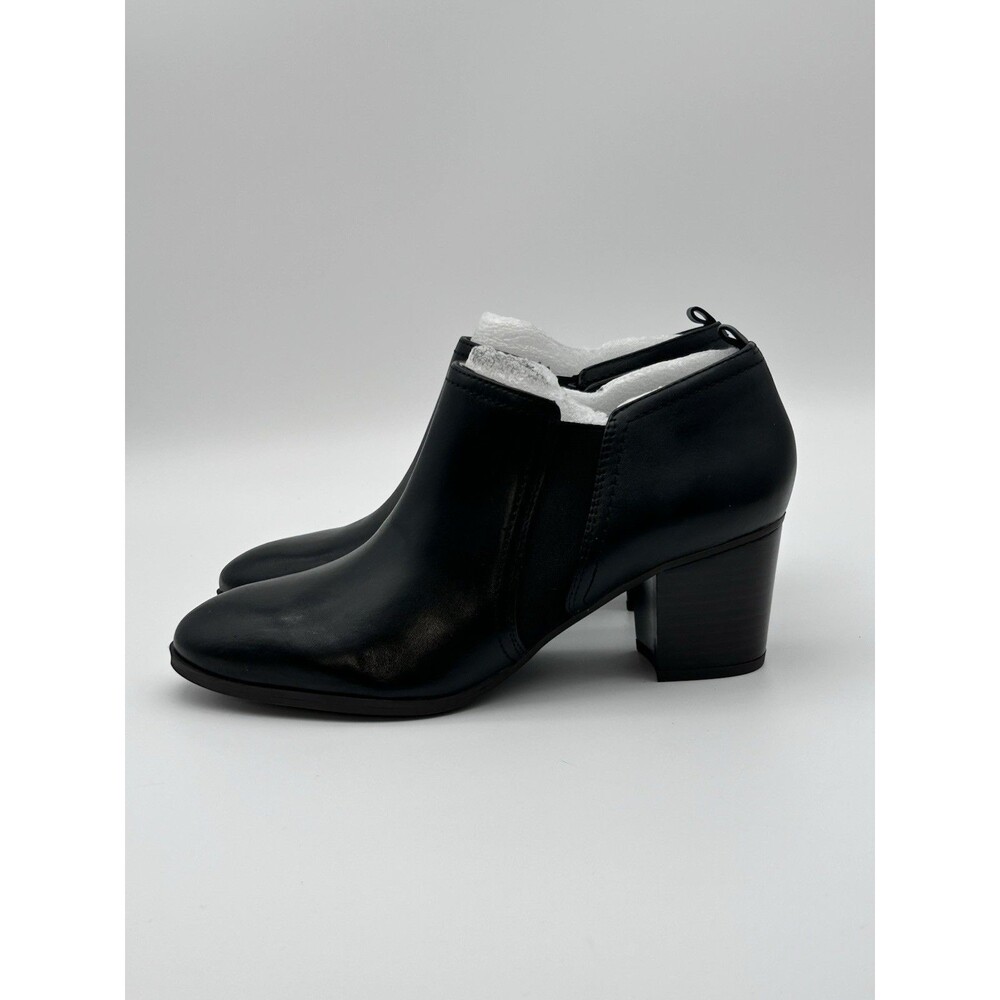 Franco Sarto Women’s 9 L-Banner Black Leather Ankle Booties Side Zip NWOB